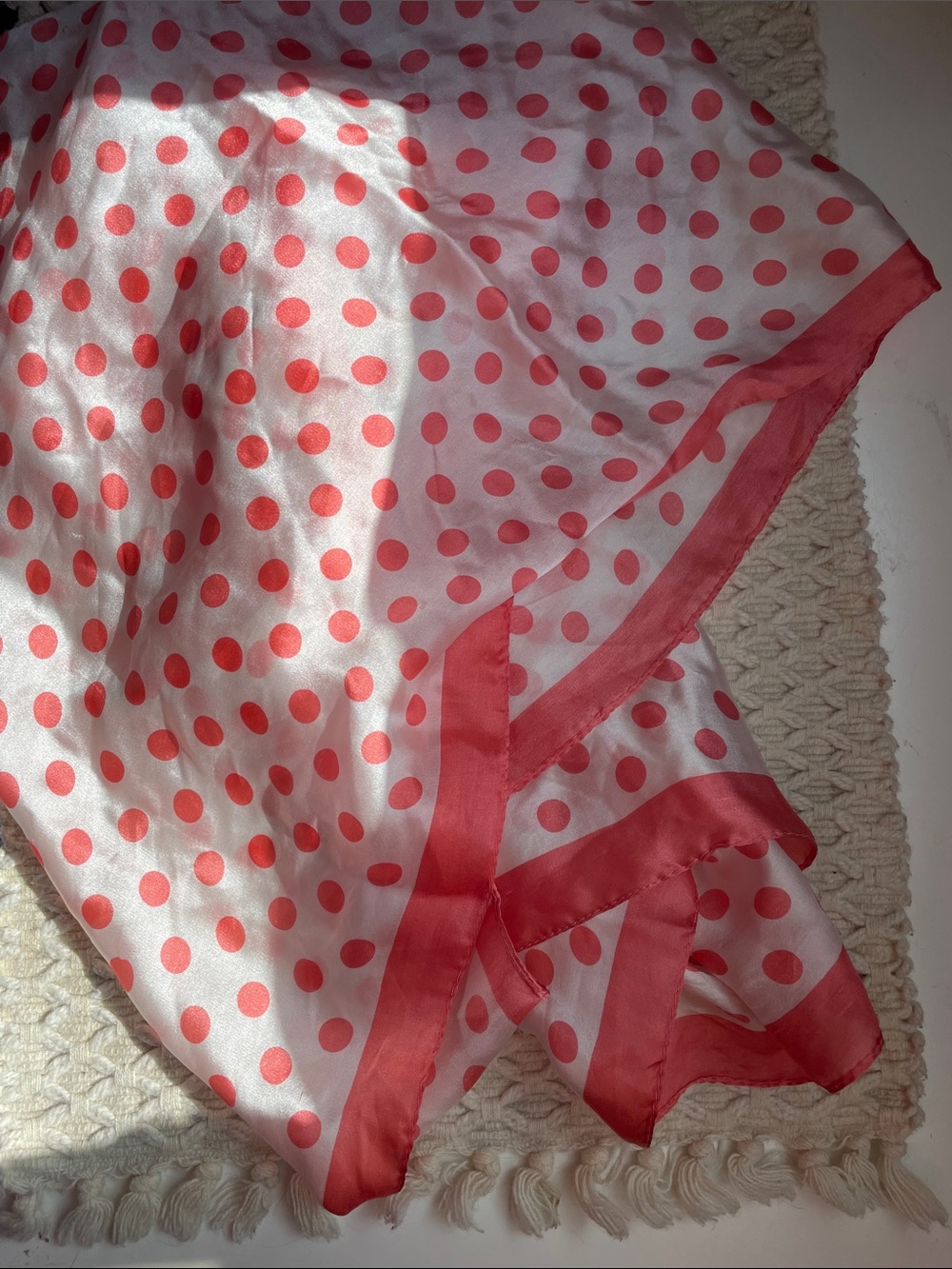 VTG SILK SCARF\WRAP POLKA DOTS